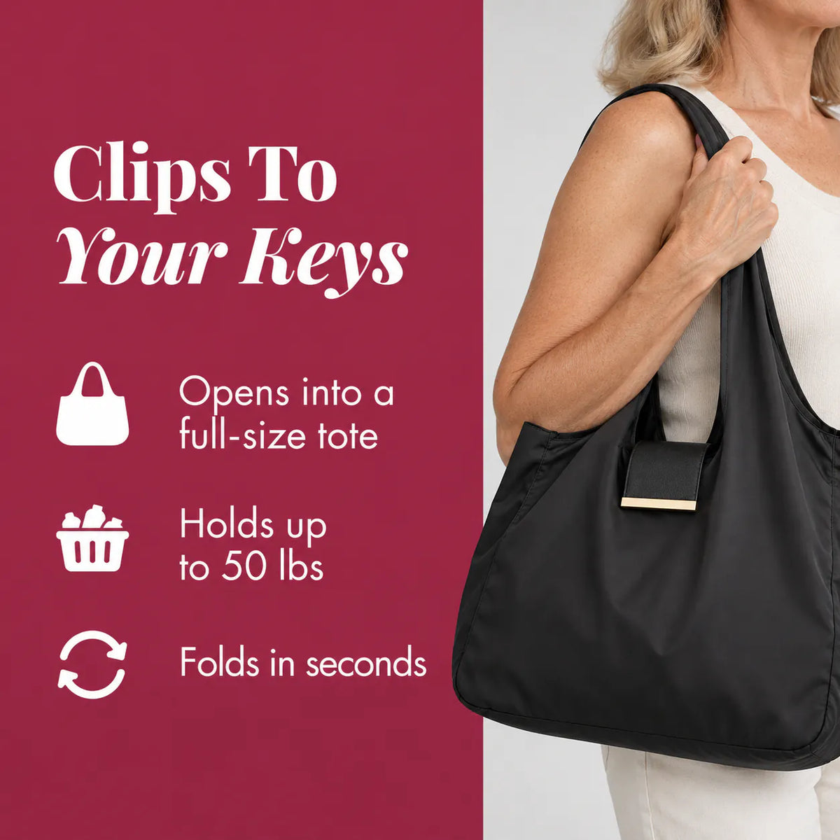Tara - The Roomiest Fold-Away Gold Charm Tote