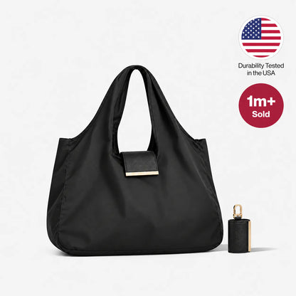 Tara - The Roomiest Fold-Away Gold Charm Tote
