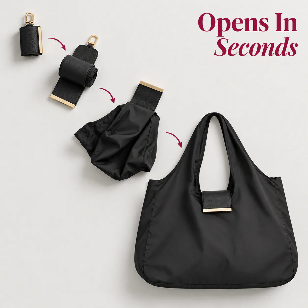Tara - The Roomiest Fold-Away Gold Charm Tote
