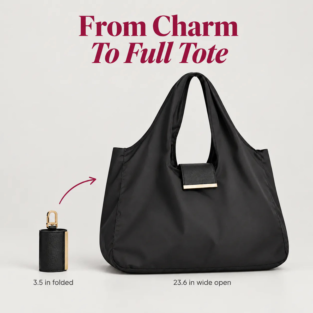 Tara - The Roomiest Fold-Away Gold Charm Tote