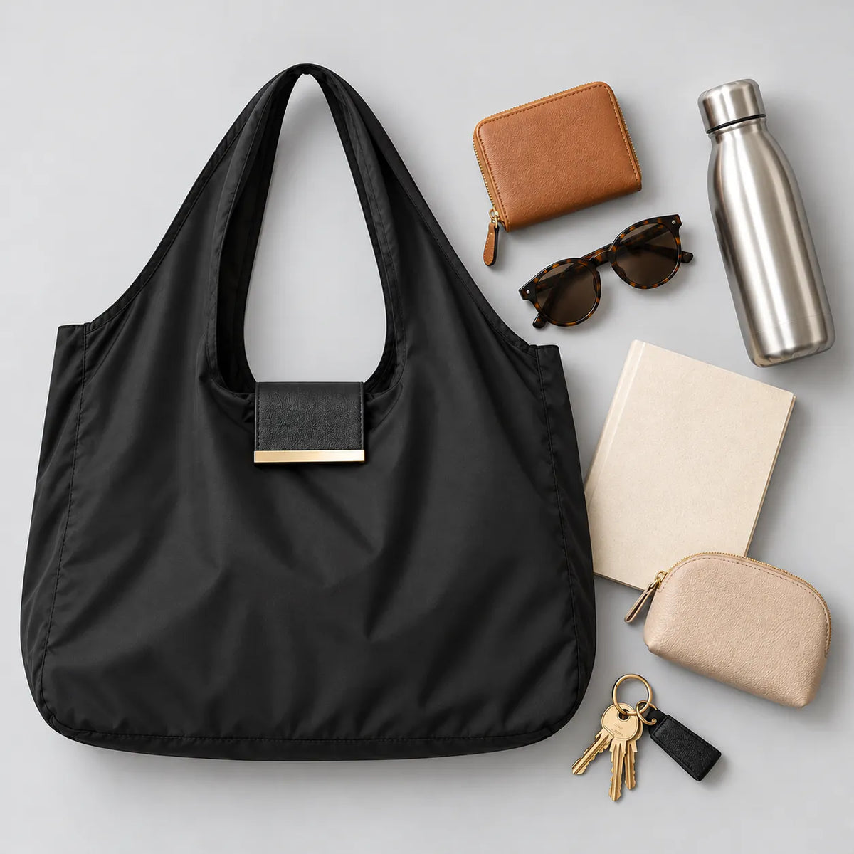 Tara - The Roomiest Fold-Away Gold Charm Tote